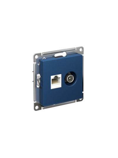 Розетка компьютерная + телевизионная 2-м СП AtlasDesign RJ45 кат.5E + TV механизм аквамарин SE ATN001189