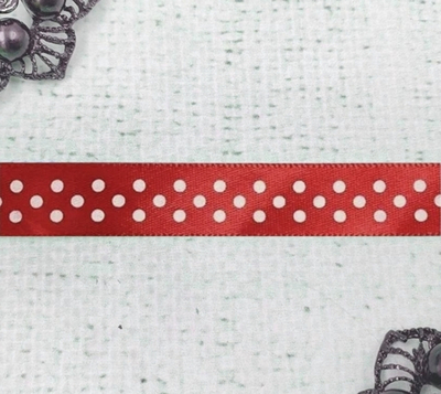 Лента атласная горох, ш. 1 см, красный