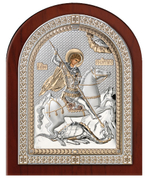 Серебряная икона Святой Георгий Победоносец (эксклюзивная рамка)