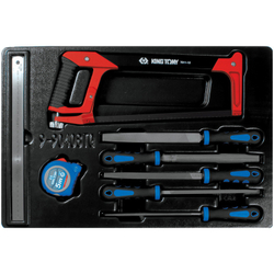 KING TONY (9-90408TQ) Набор напильников, рулетка, линейка и ножовка, ложемент, 8 предметов