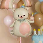 Шар (39''/99 см) Фигура, Мишка с кексиком, Кремовый, Сатин, 1 шт.