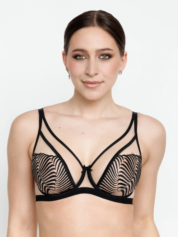 Бюстгальтер Zebra бралетт мягкая чаша на каркасах (черный/скин)