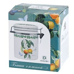 Банка для сыпучих продуктов (клипс)" " 15х10х14см v=630мл (керамика)(подарочная упаковка)