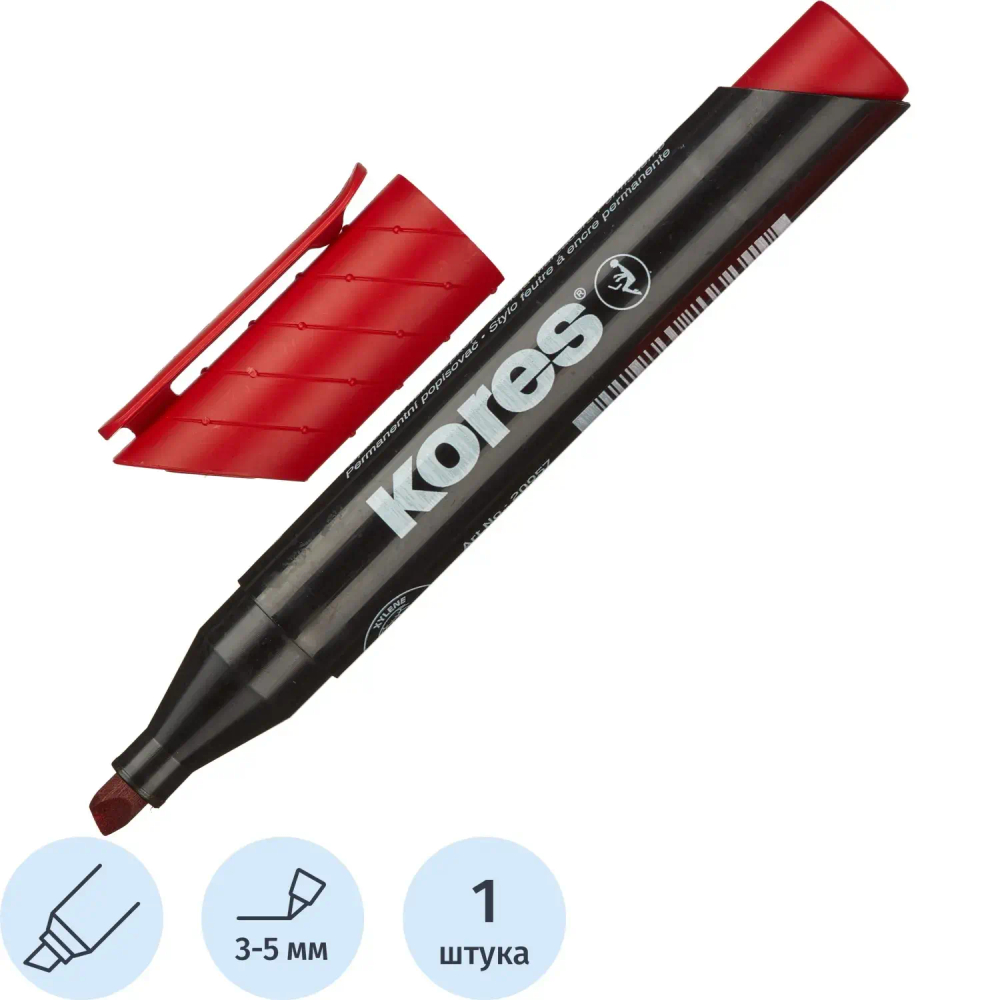 Маркер перманентный KORES красный 3-5 мм скошенный наконечник 20957