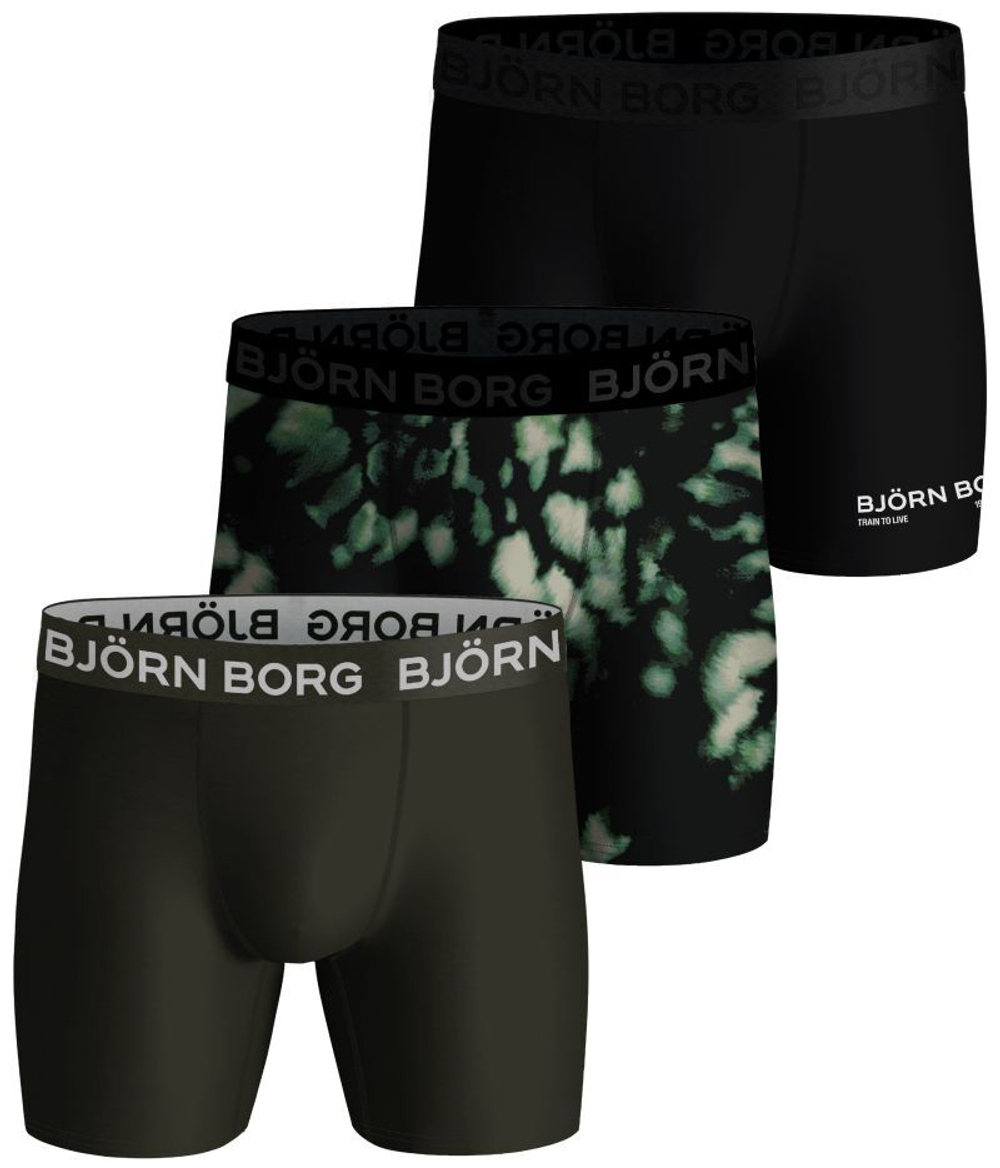 Мужские спортивные боксеры Björn Borg Performance Boxer 3P - black/green/print