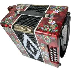 ГАРМОНЬ "ЧАЙКА" (S48ХL, 19х12), ЦВЕТ КРАСНЫЙ, РОСПИСЬ "ПАЛЕХ"