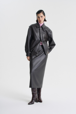 Юбка миди из экокожи