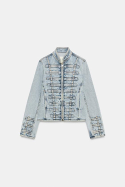 ZARA ПРИТАЛЕННАЯ ДЖИНСОВАЯ КУРТКА С ПУГОВИЦАМИ — ZW COLLECTION, ГОЛУБОЙ