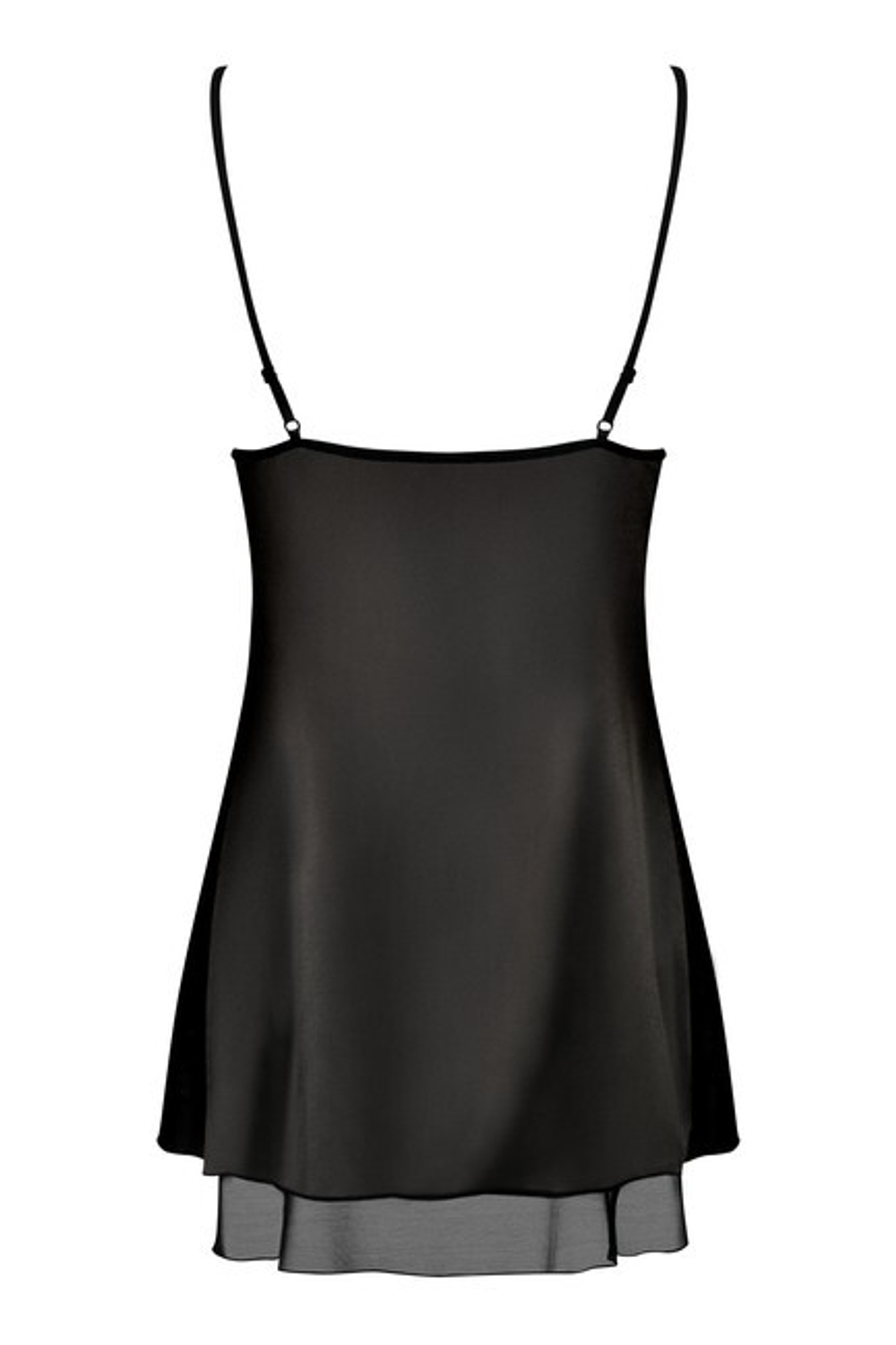 Чёрная атласная сорочка с сетчатой вставкой Greylita LXL (46-48) (Цвет: черный, белый)