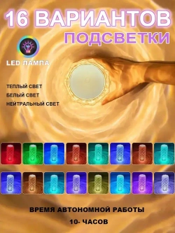 Ночник кристалл светодиодный / Светильник настольный