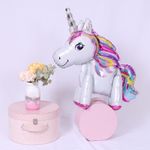 Шар 3D (23"/58 см) Фигура, Единорог, Звездная радуга, Белый, 1 шт. в упак.