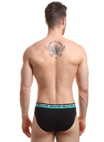 Мужские трусы-слипы с широкой резинкой в спортивном стиле (Размер: S) (Цвет: черный)