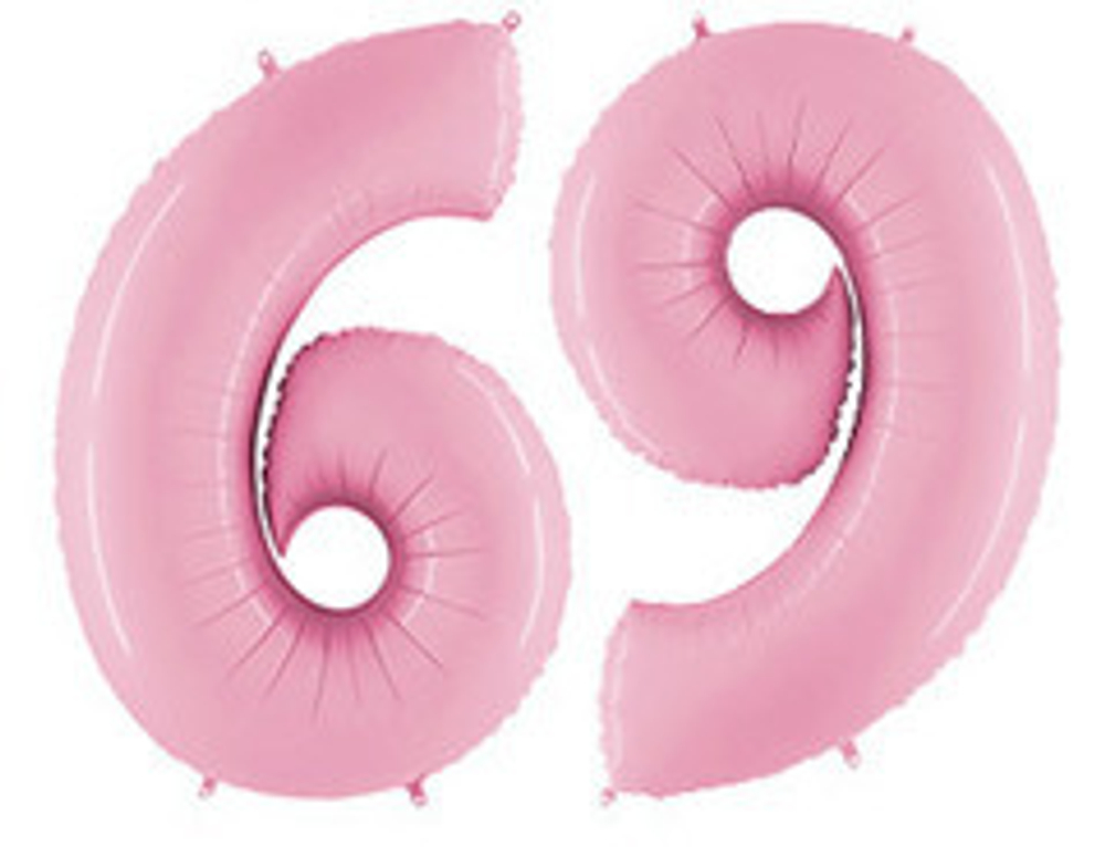 Г 40''/102 см, Цифра Розовый (Pink) "6/9"(надутый гелием)