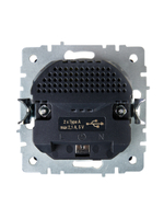 BRITE Розетка 1-местная с заземлением с защитными шторками 16А с USB A+A 5В 2,1А РЮш10-1-БрЧ черный IEK