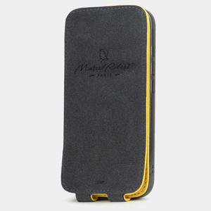 Чехол iPhone 16 Pro Max натуральная кожа сафьяно, желтого цвета