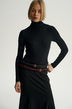 Ремень фактурный с золотой пряжкой вишневый