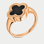 Кольцо для женщин из розового золота 585 пробы с ониксом (арт. к4458V79)