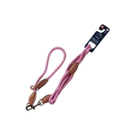 Поводок нейлоновый розовый с кожей S