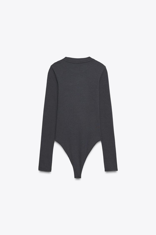 ZARA БОДИ ИЗ ХЛОПКА И МОДАЛА, СВИНЦОВЫЙ