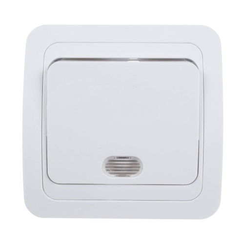 Выключатель для скрытой проводки, одноклавишный, с подсветкой, 10А белый, В0121(G-B0121), (шт.)