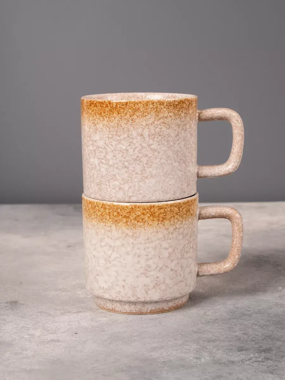 Набор 2 кружки охра золото с белым чашки фарфор 275 мл