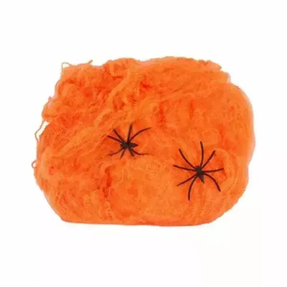 Паутина оранжевая, 2 черных паука, 1*1 м