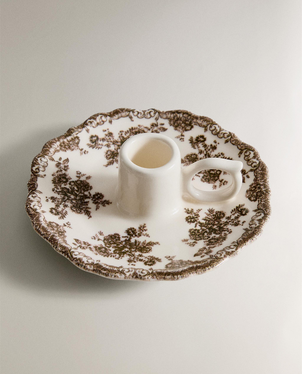 Zara Home Подсвечник из фаянса, цвет тёмно-зелёный, 16 см