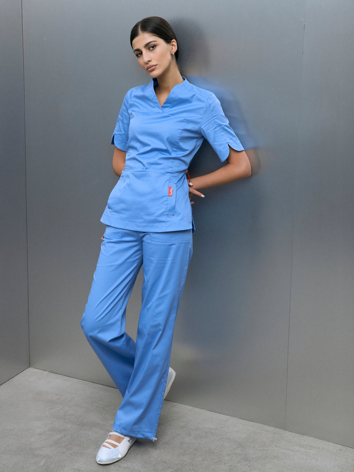 Топ медицинский женский Ньюлук, эйр блю хлопок