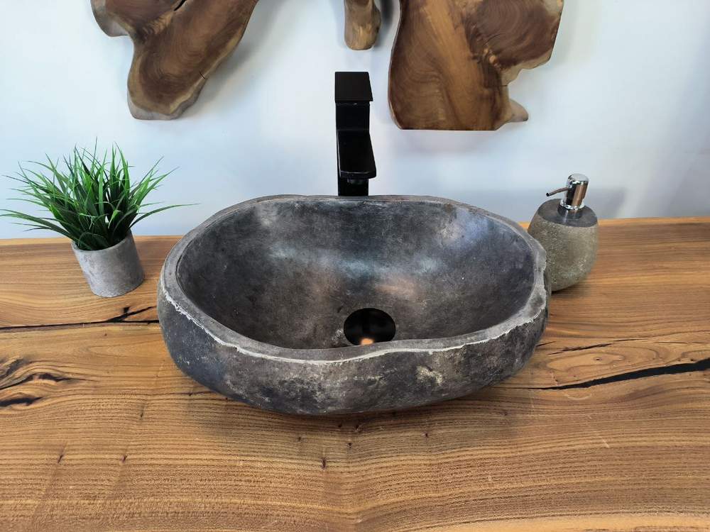 Раковина из речного камня RS-65782 44х31х15 из натурального камня