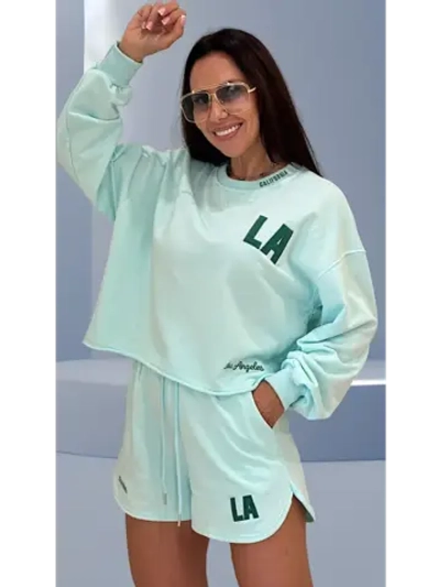 Спортивный костюм женский двойка свитшот с шортами LA