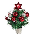 Ель искусственная новогодняя декоративная ЗОЛОТАЯ СКАЗКА 30 см, ПВХ, красные/серебристые украшения, 591322