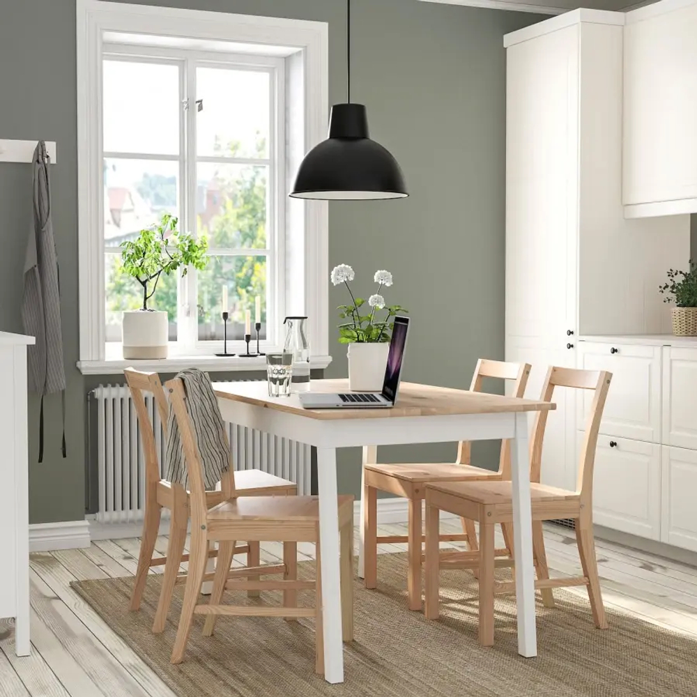 Стол обеденный - IKEA PINNTORP, 125х75х75 см, дерево светло-коричневый/белый, ПИННТОРП ИКЕА