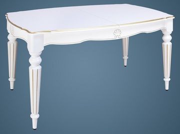 Стол обеденный белый Лекс 10 (бук/тон 1 с золотой патиной)