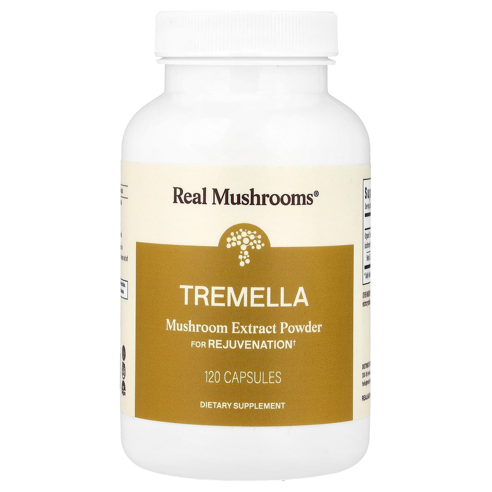 Real Mushrooms, Tremella, порошок экстракта грибов, 120 капсул