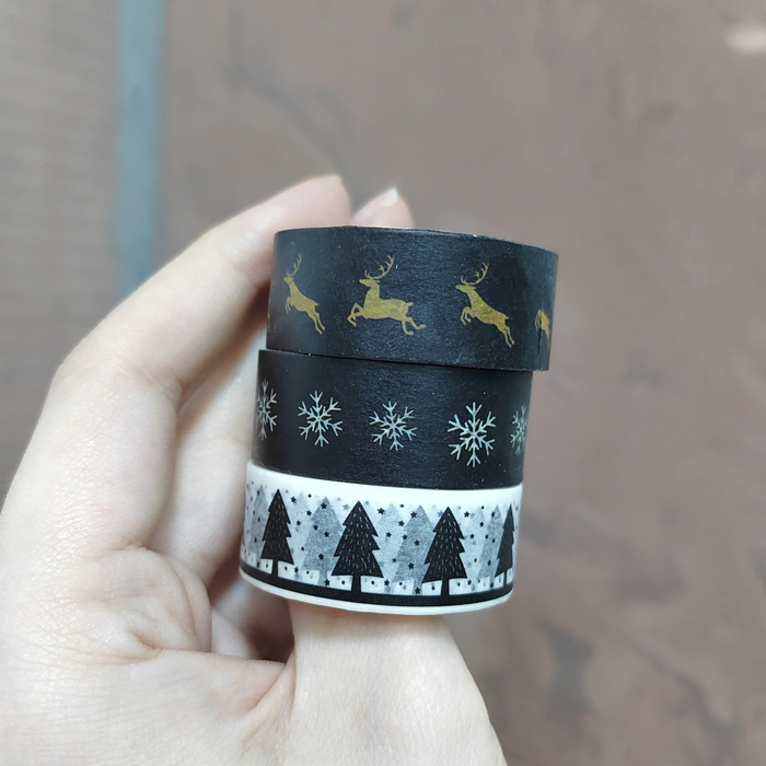 Скотч зимний черно-белый