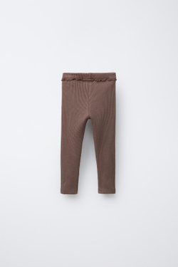 ZARA ЛЕГИНСЫ С КРУЖЕВОМ, ШОКОЛАДНЫЙ