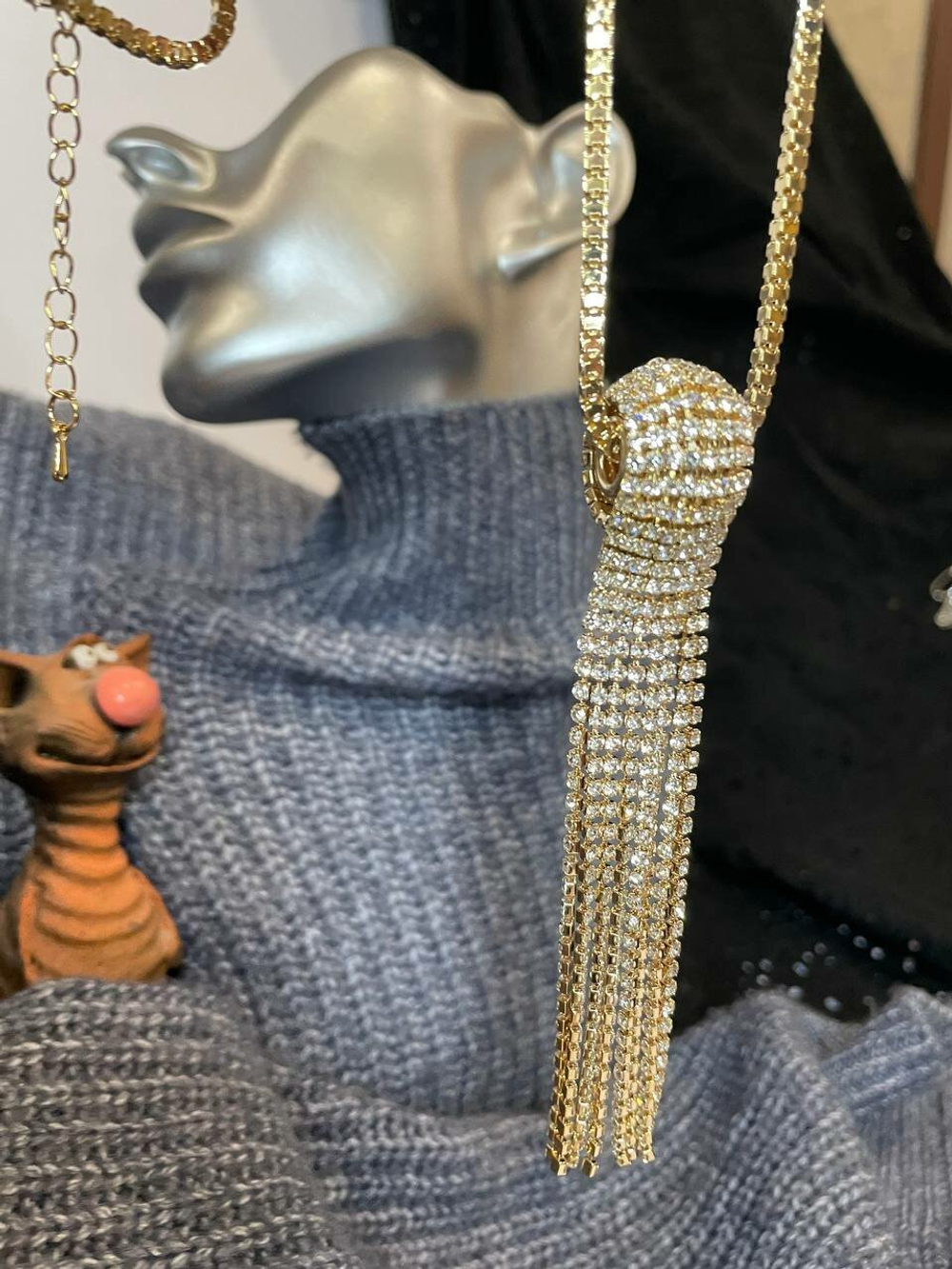 Кулон. Подвеска со стразами "Лучезарный узел" Цвет золото