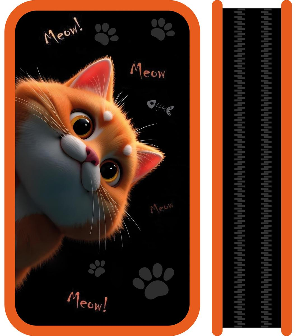 Пенал 2 секц. большой тканевый торец 190/105 "Meow 2026" (Пчёлка)