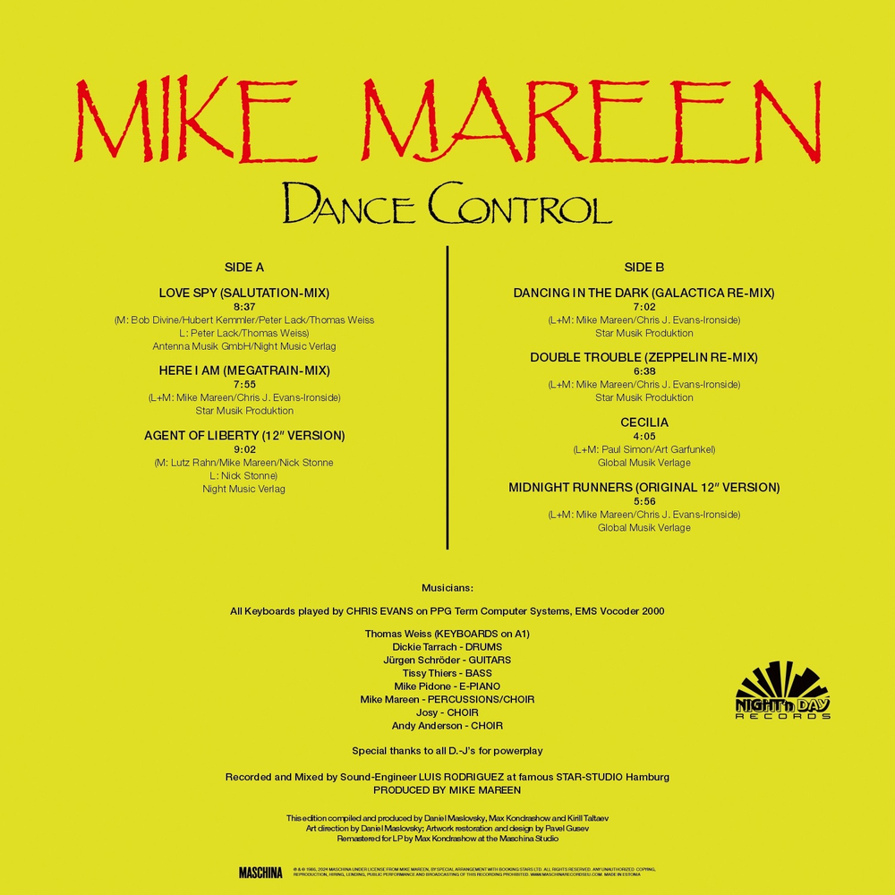 LP: Mike Mareen — «Dance Control» (1985/2024) [Black Vinyl]