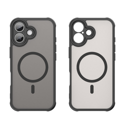 Полупрозрачный матовый чехол с MagSafe для iPhone 17, боковые рамки черного цвета