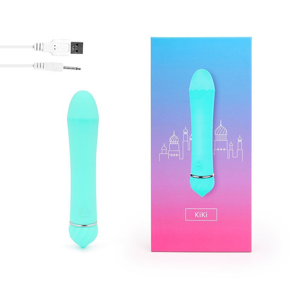 Бирюзовый гладкий вибратор с 11 режимами вибрации - 11,5 см. (Цвет: бирюзовый)