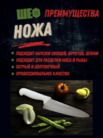 Нож "Шеф" 25см,10", пластик.ручка бел. цвета, сталь 5CR15MoV, блистер CGPro