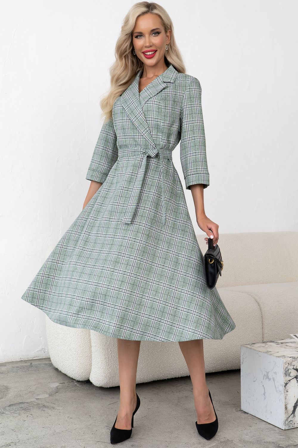 Платье в клетку (мятный/клетка) Р11-1225/4 Nikol