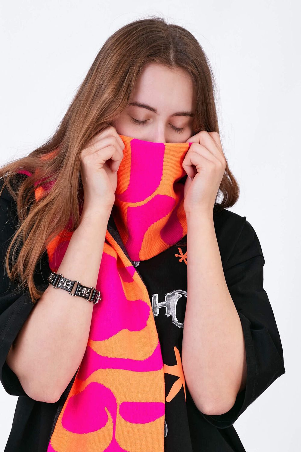 Шарф ЯСЕНПЕНЬ Розово-Оранжевый