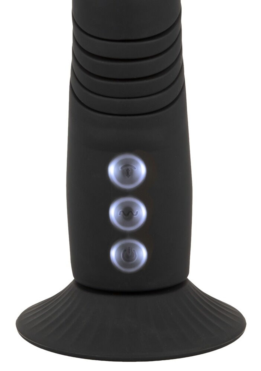 Черный вибратор с поступательными движениями G and P-Spot Thrusting Vibrator - 23 см.