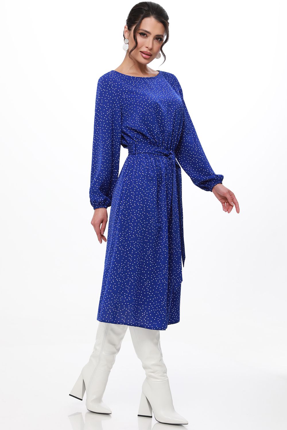 Платье ярко-синее в мелкий горошек DStrend (Акция)