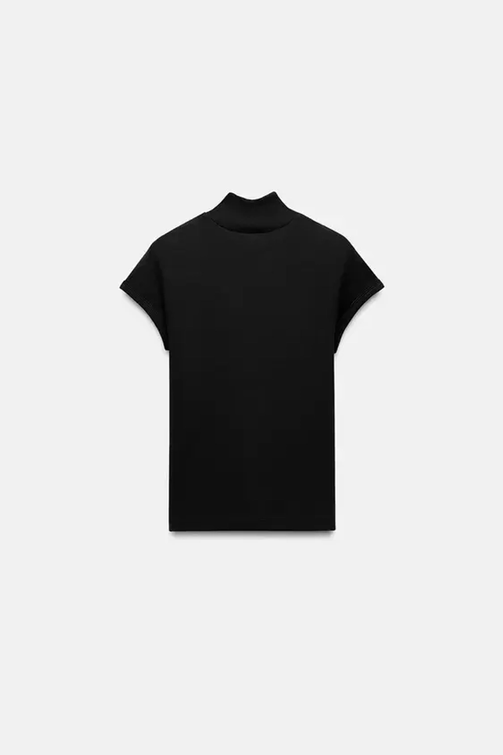 ZARA ТОП В РУБЧИК С ВОРОТНИКОМ-СТОЙКОЙ, ЧЕРНЫЙ