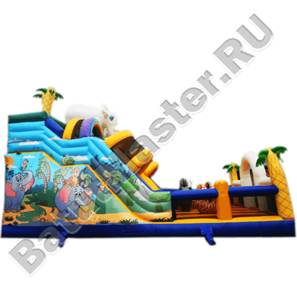 Коммерческий надувной батут "Слоник с двумя переходами"