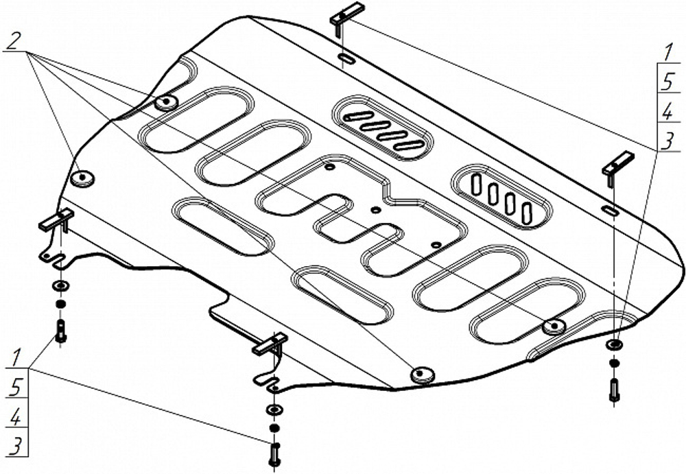 Защита стальная 2 мм двигателя и кпп для Ford Mondeo Motodor.70703