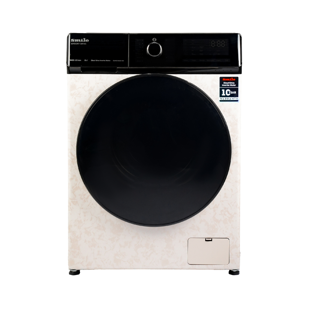Стиральная машина SMILE SWMSW8MB1400 бежевый мрамор/черный (Загрузка белья 8кг, DD, пар, инвертор)